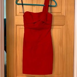 Fitted One Shoulder Red Dress